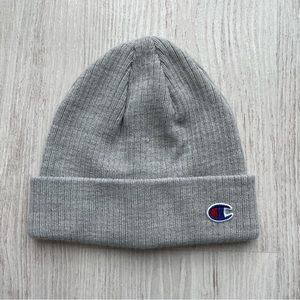 Champion light grey ribbed toque beanie hat one size folded with small logo